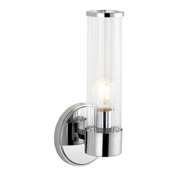Cecil Tall Cylinder Iron/Striped Glass Modern Mid-Century LED Vanity - JONATHAN Y